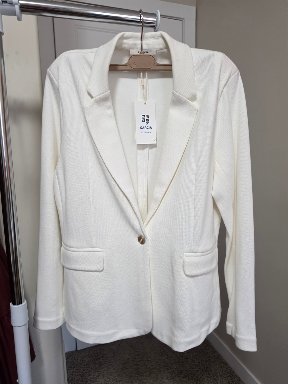 Garcia Cream White Blazer Jacket Single Button Size XL